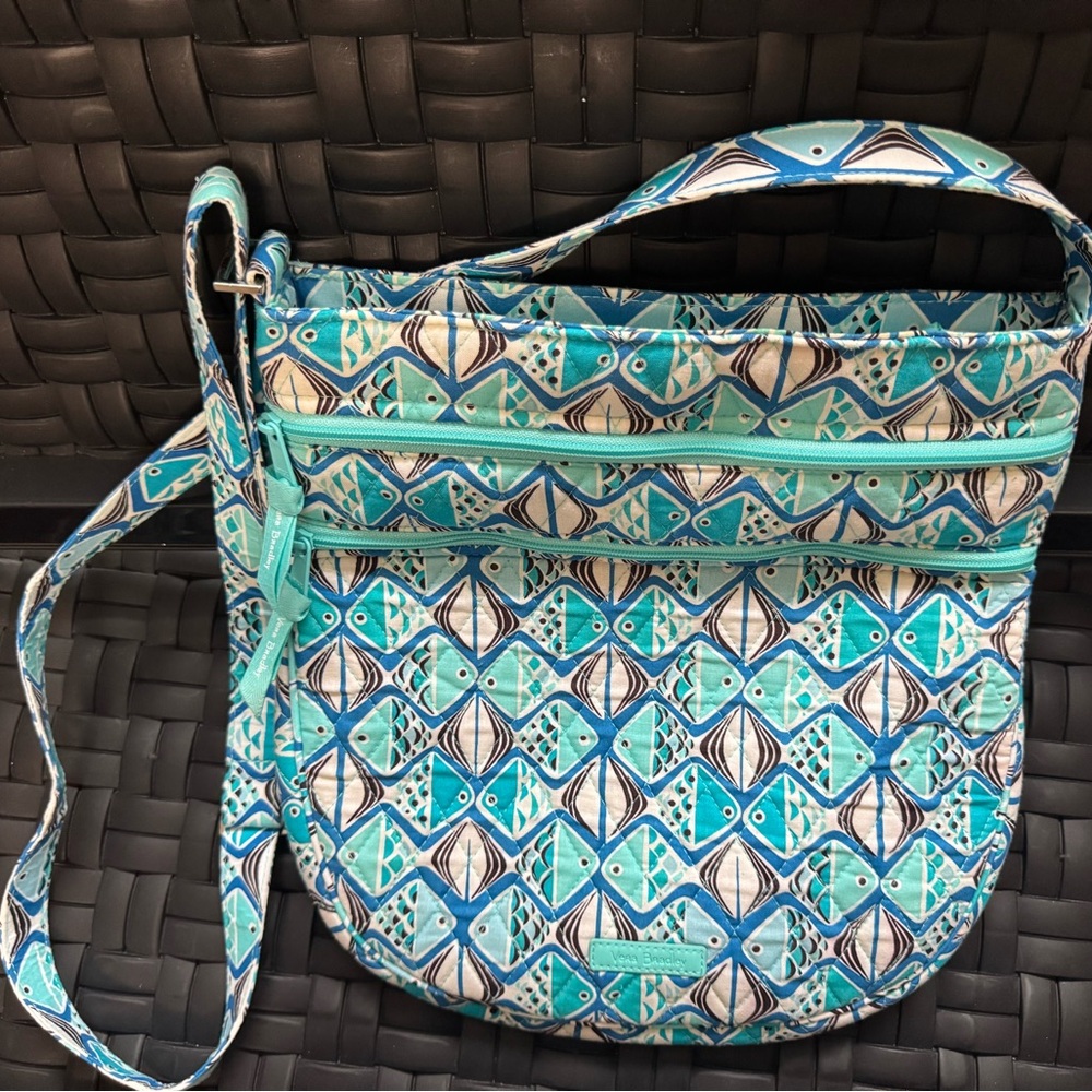 Vera Bradley Go Fish Trio Crossbody Hipster Bag Blue Adjustable Strap Retired